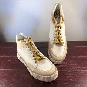 Dolce Vita Women's High-top Lace Up Platform Sneakers White/Tan Size 8.5